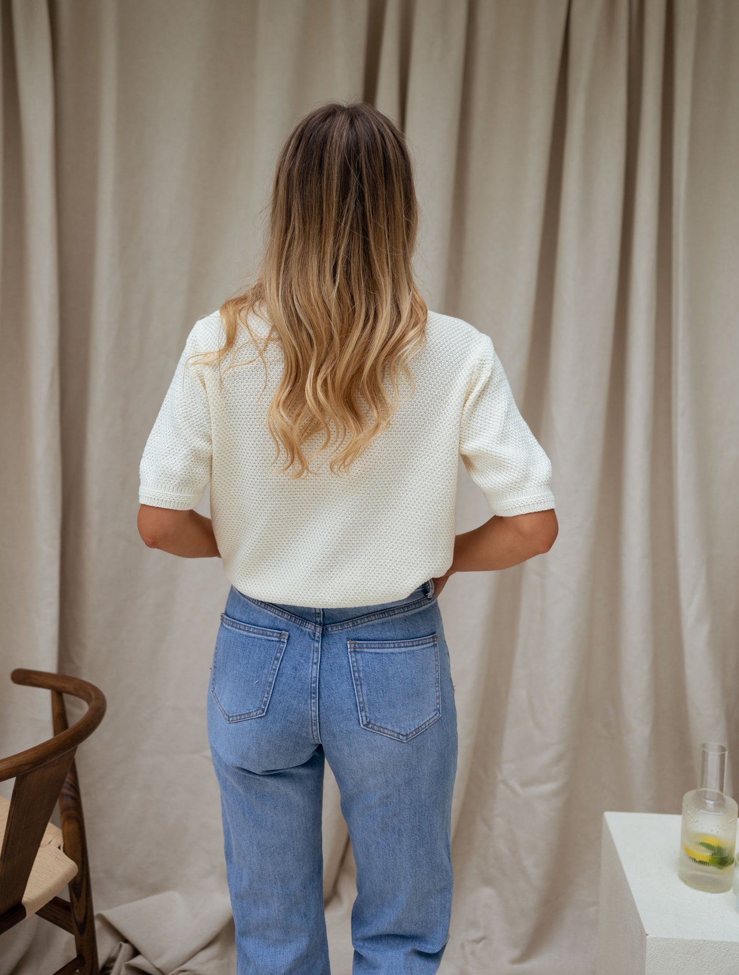 USA Fashionn | Ecru Sophie Short Sleeve Sweater
