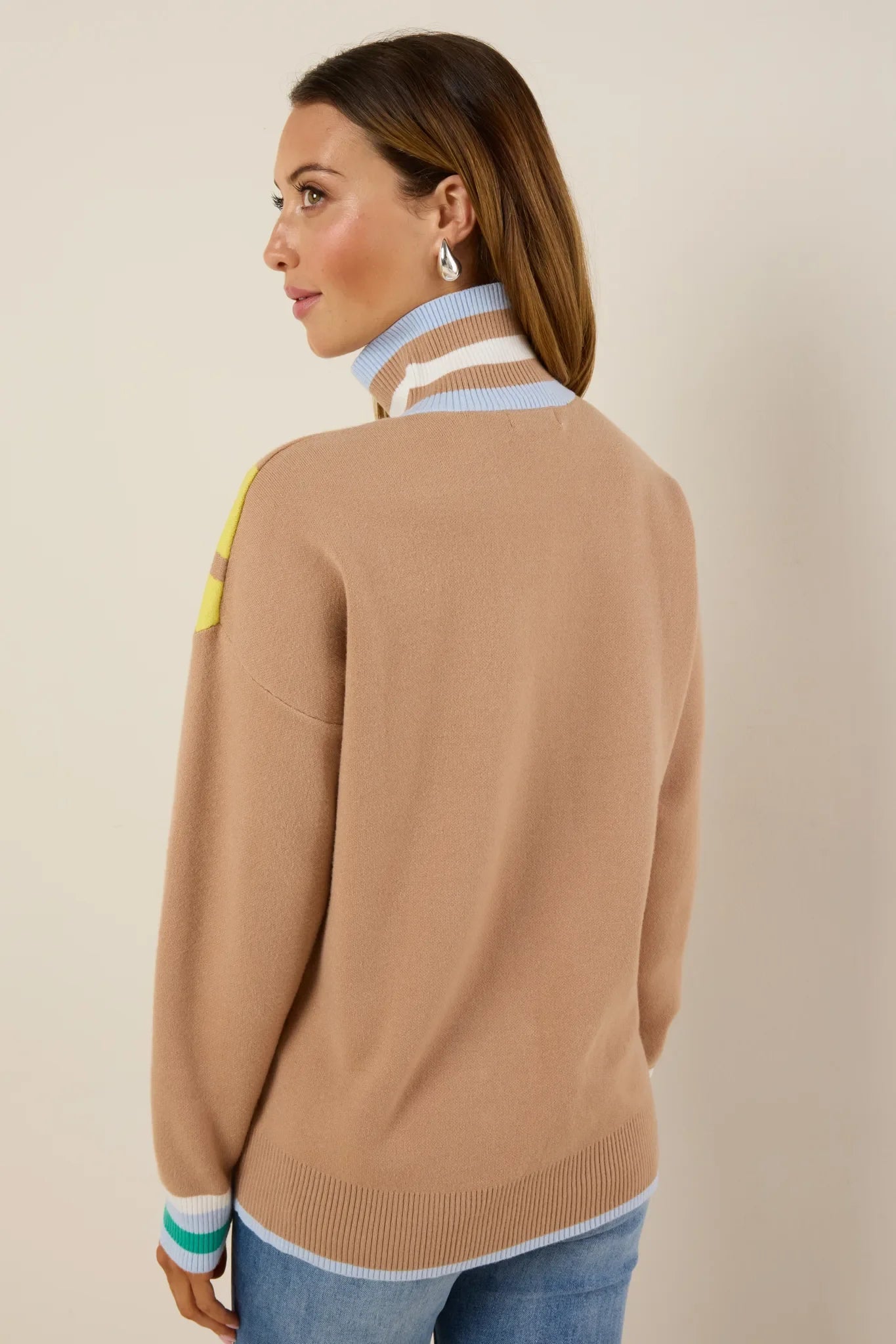 USA Fashionn | Collin Tan Knit Zip Up Sweater