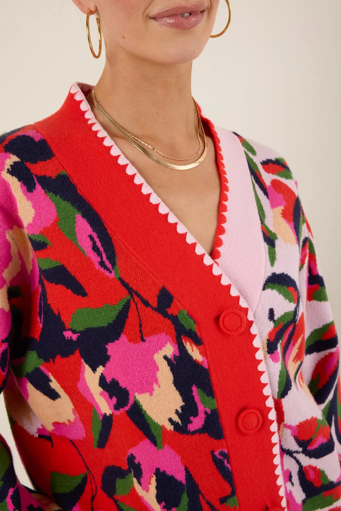 USA Fashionn | Leslie Red Floral Cardigan
