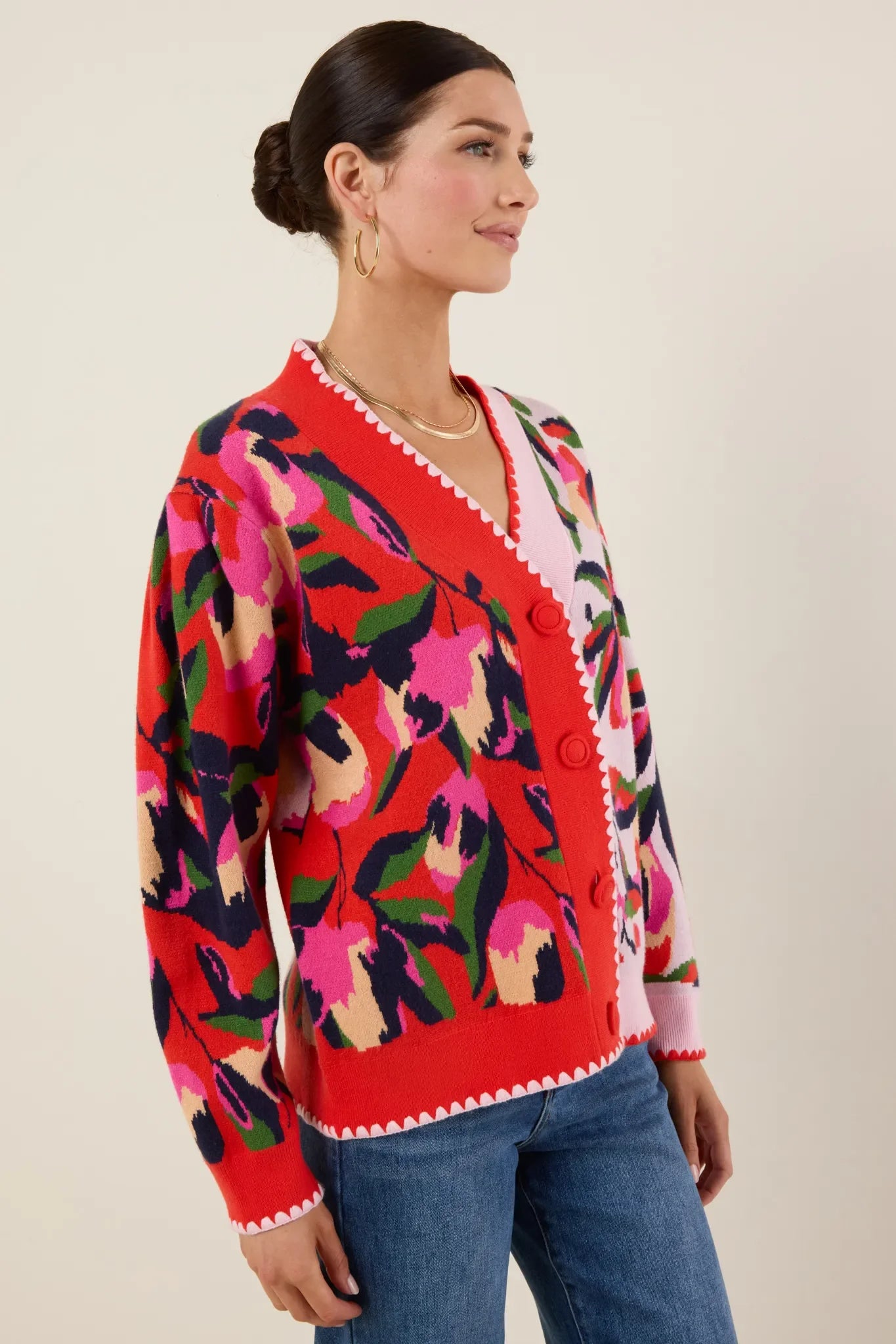 USA Fashionn | Leslie Red Floral Cardigan