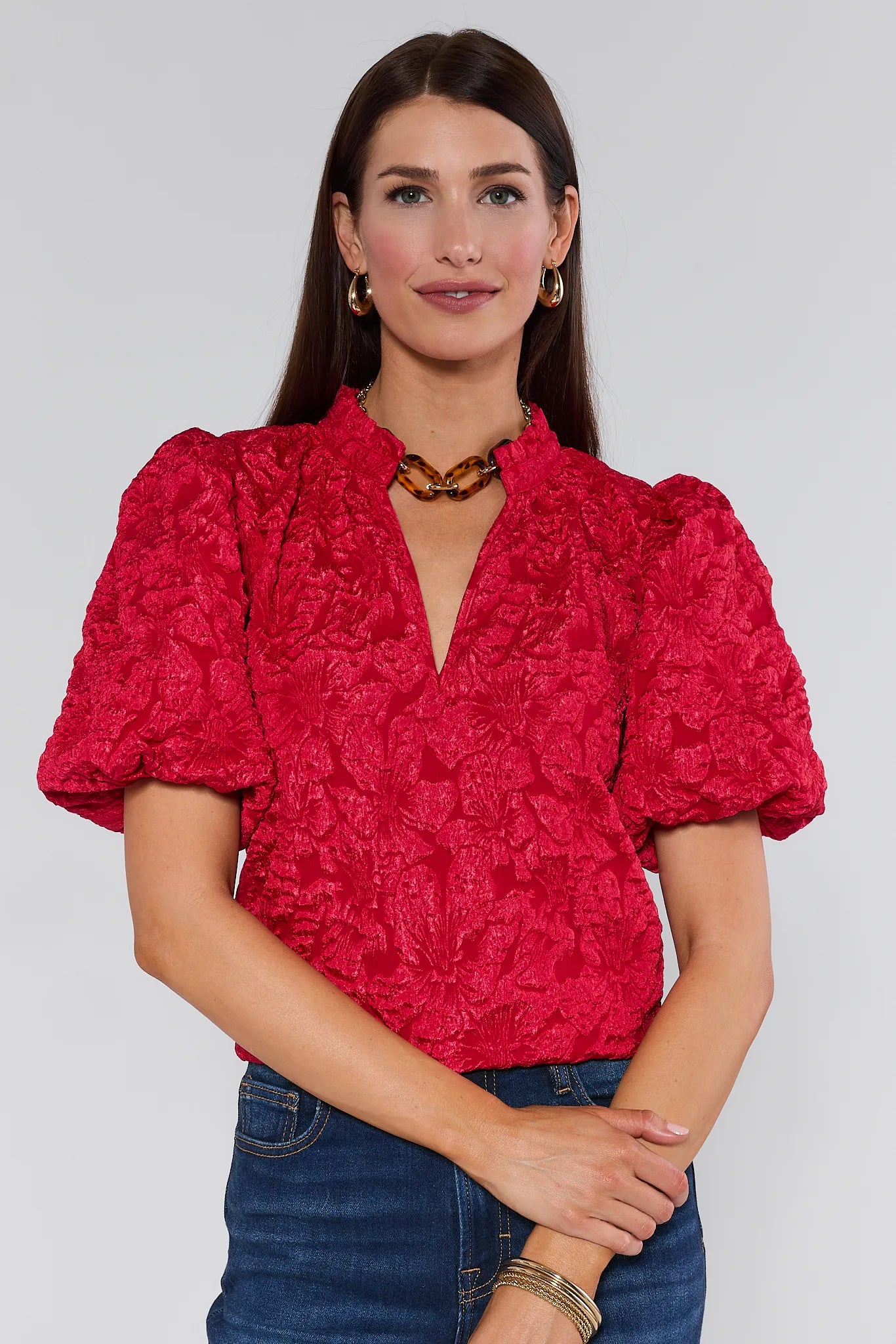 USA Fashionn | Teresa Red Floral Top