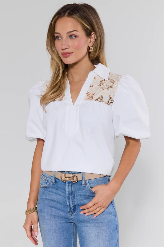 USA Fashionn | Penelope White Crochet Lace Top